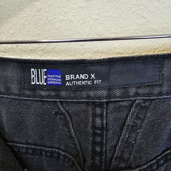 Vintage 90s Marithe Francois Girbaud Faded Baggy Wide Leg Jeans Black Size 42X30 - Picture 6 of 8